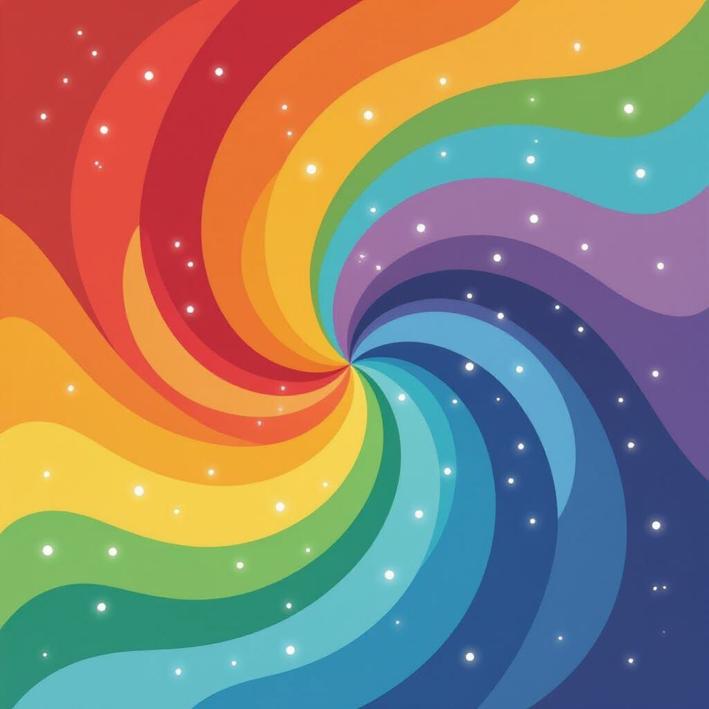 Rainbow Colored Abstract Artwork with Glowing Lines