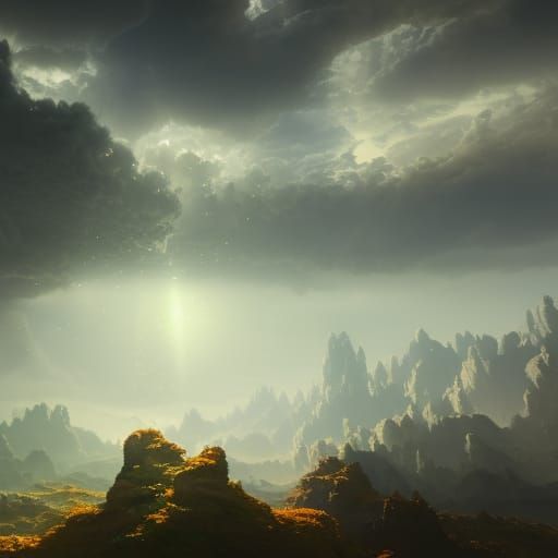 Dramatic Light Rays Through Clouds: Matte Painting