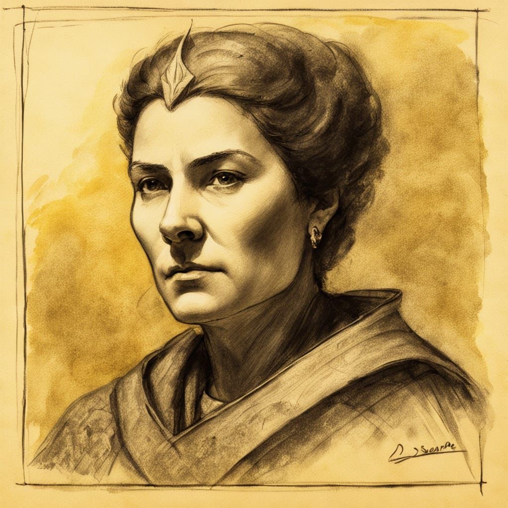 Charcoal Portrait of Noblewoman Lady Saelra Duskmere