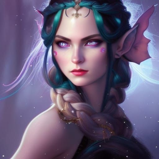 Enchanting Elf Portrait with Ruby Crown