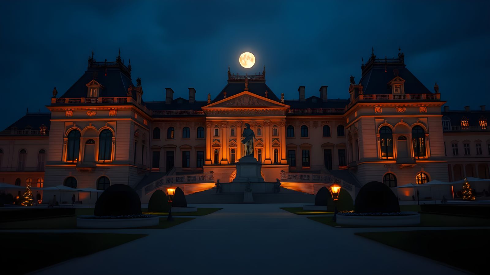 Ethereal Versailles at Dusk: A Cinematic Film Still