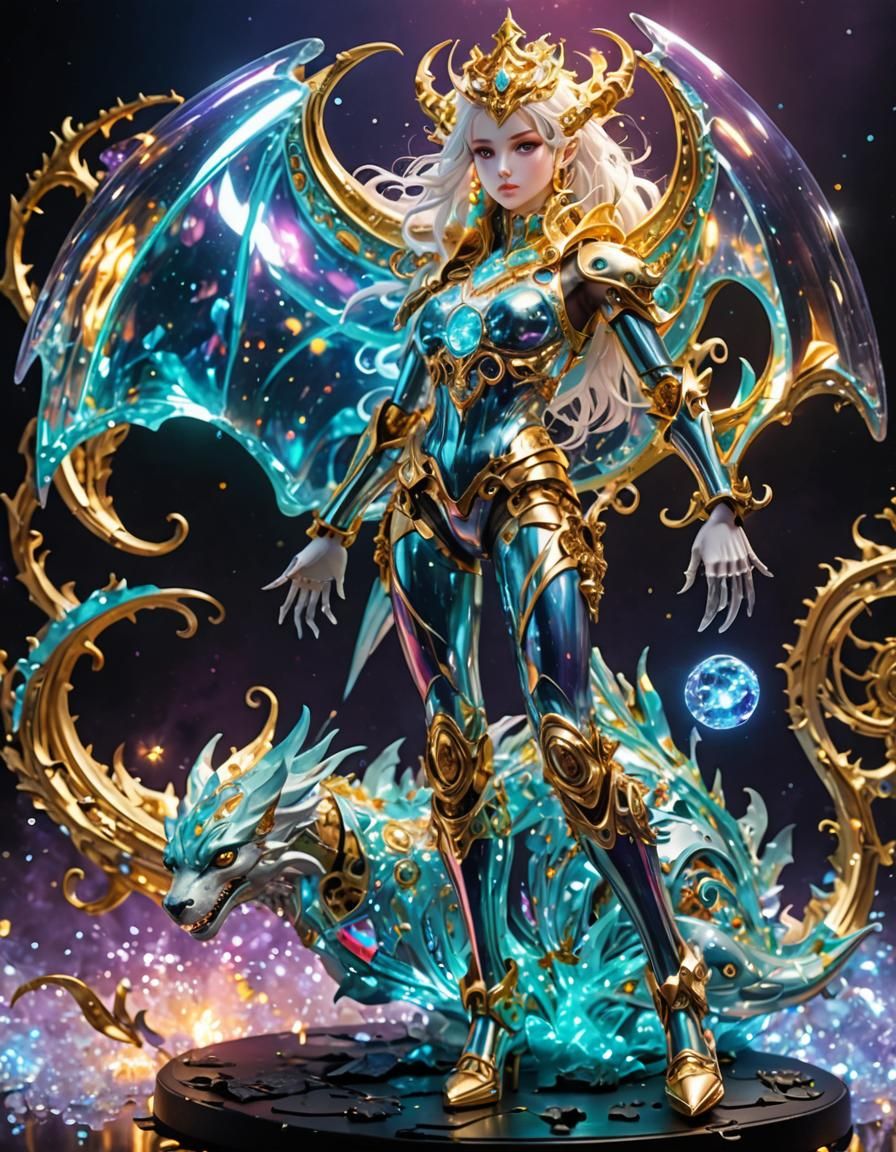 Rainbow Dragon Girl with Metal Skeleton