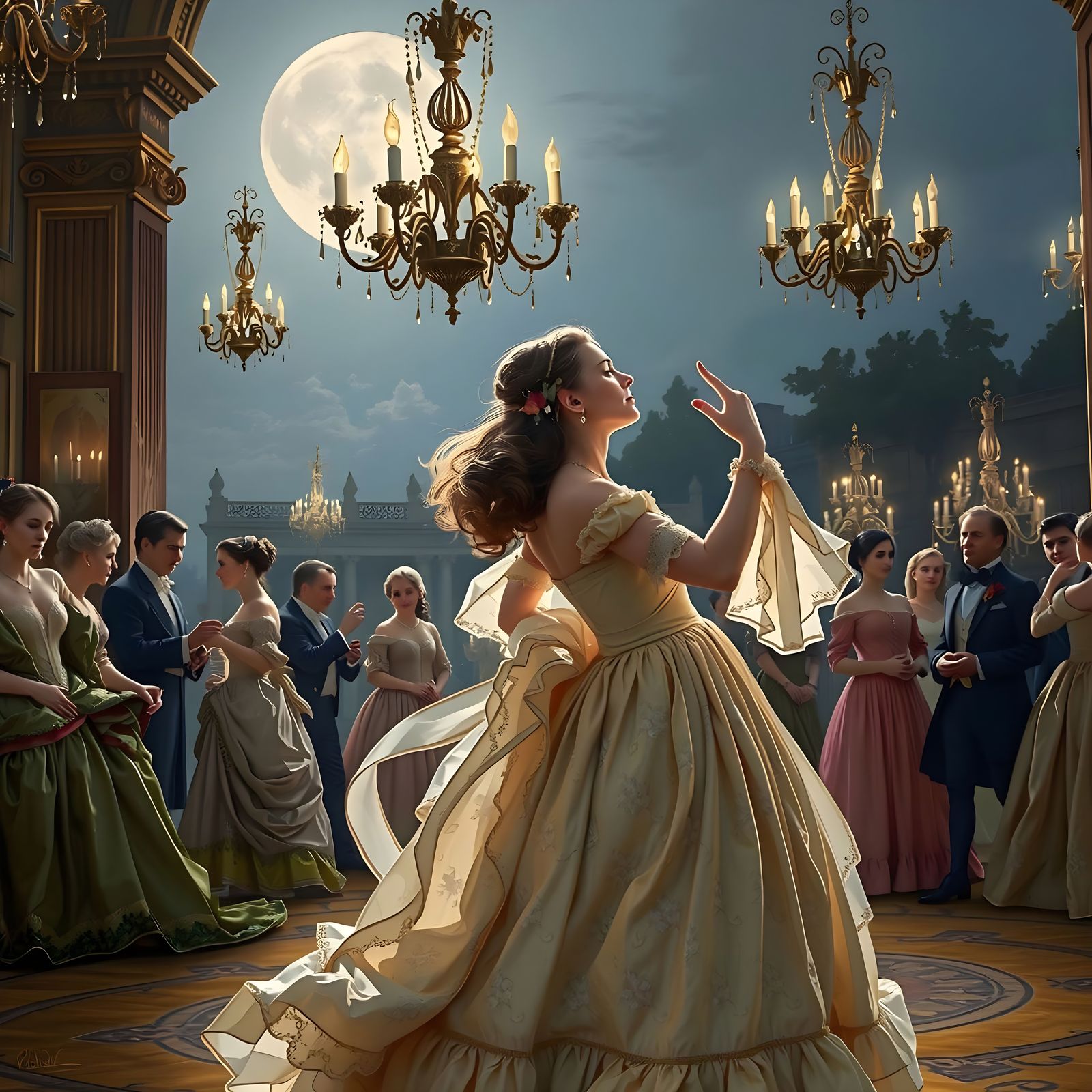 Rococo Ball: Two Women Dancing in Versailles