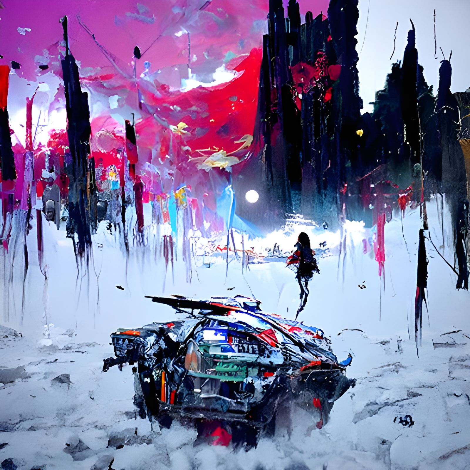 Gothic Moonscape: Ethereal Synthwave Art