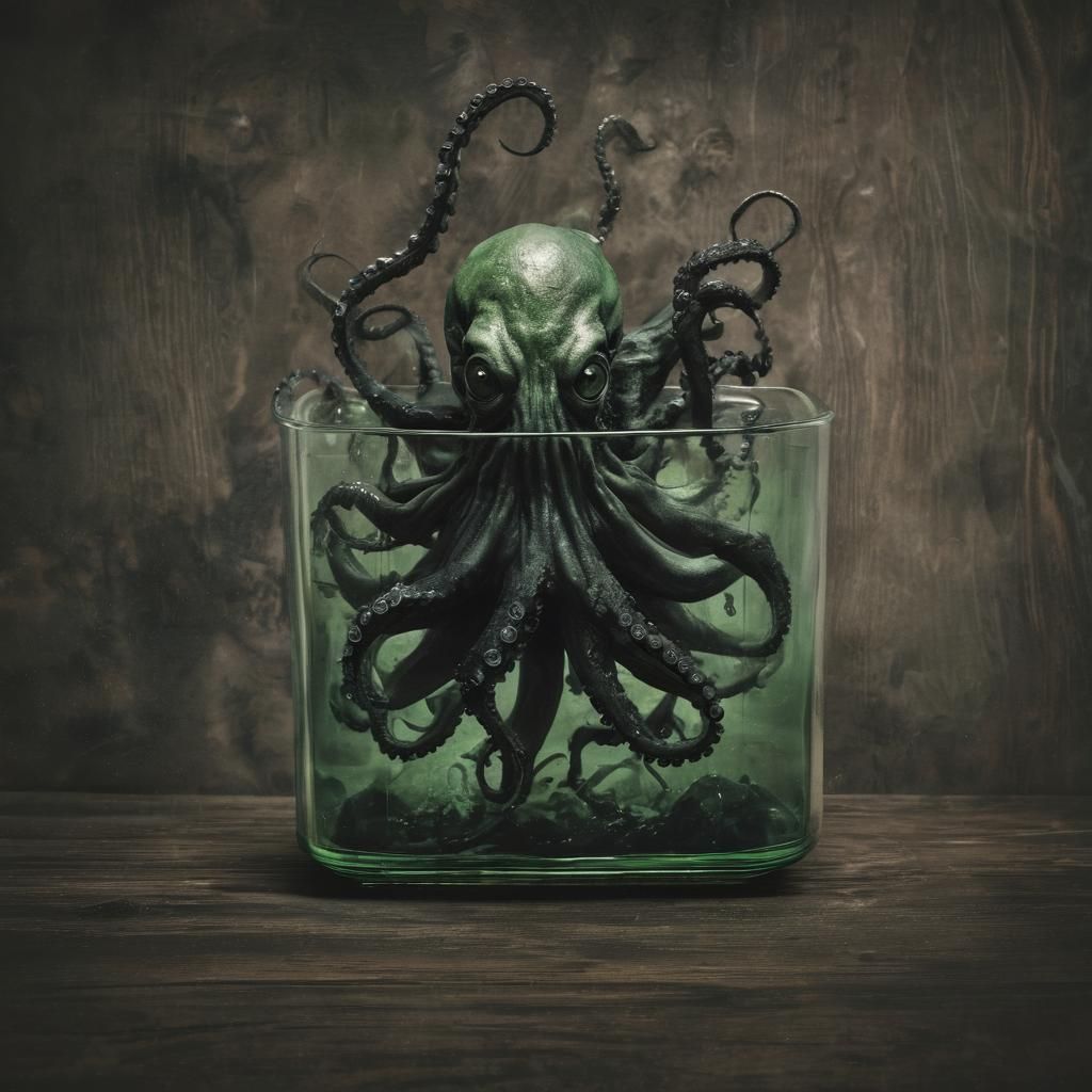 A spooky zombie octopus with decaying tentacles and eyes. Th...