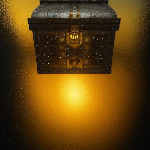 Black and Gold Treasure Chest in Hyperrealistic Detail