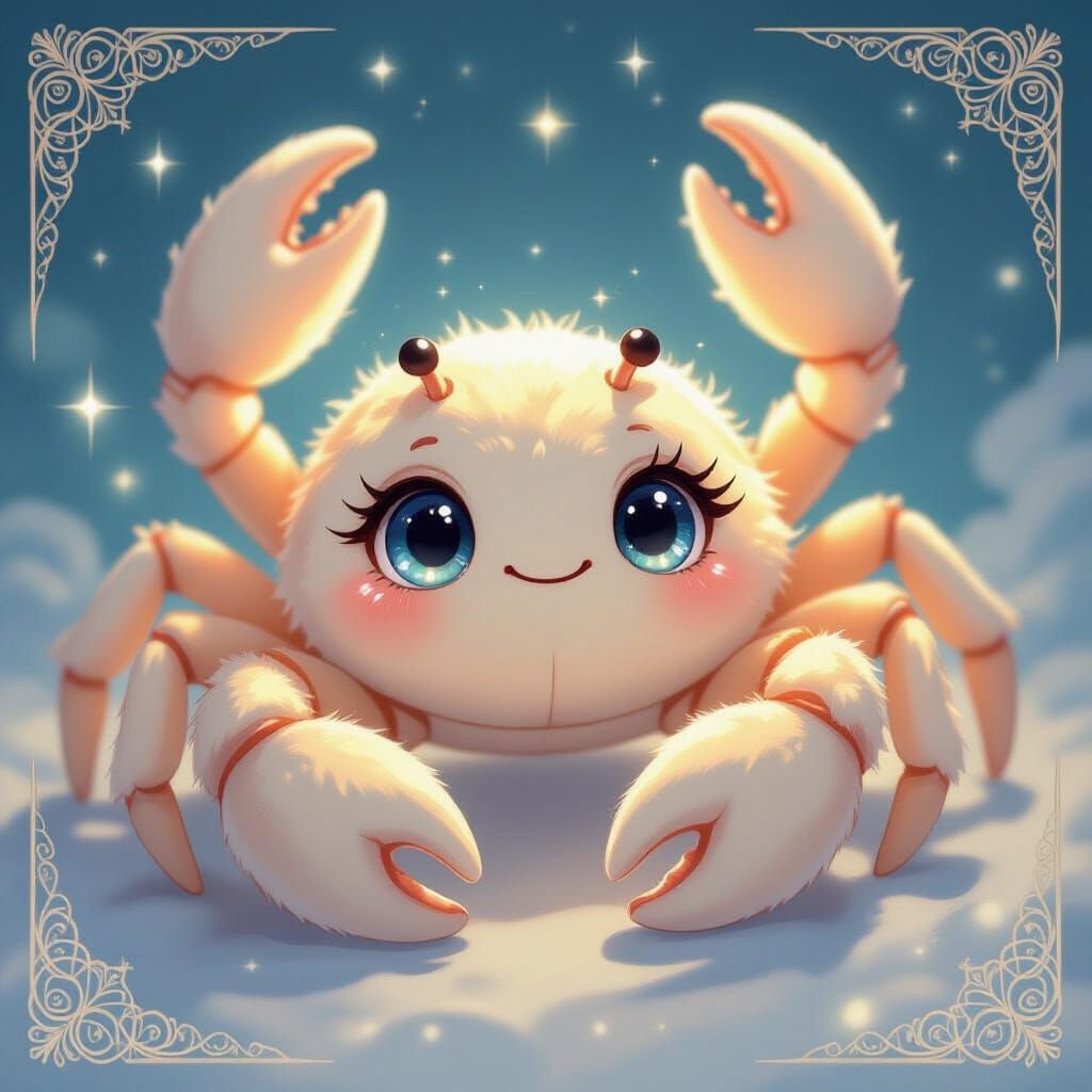 Cute Plush Cancer Crab Zodiac Doll in Art Nouveau Style