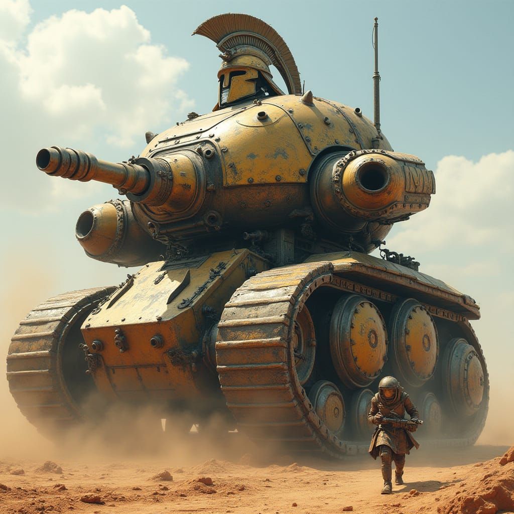 Cyberpunk Mecha in Ancient Greek Armor Style