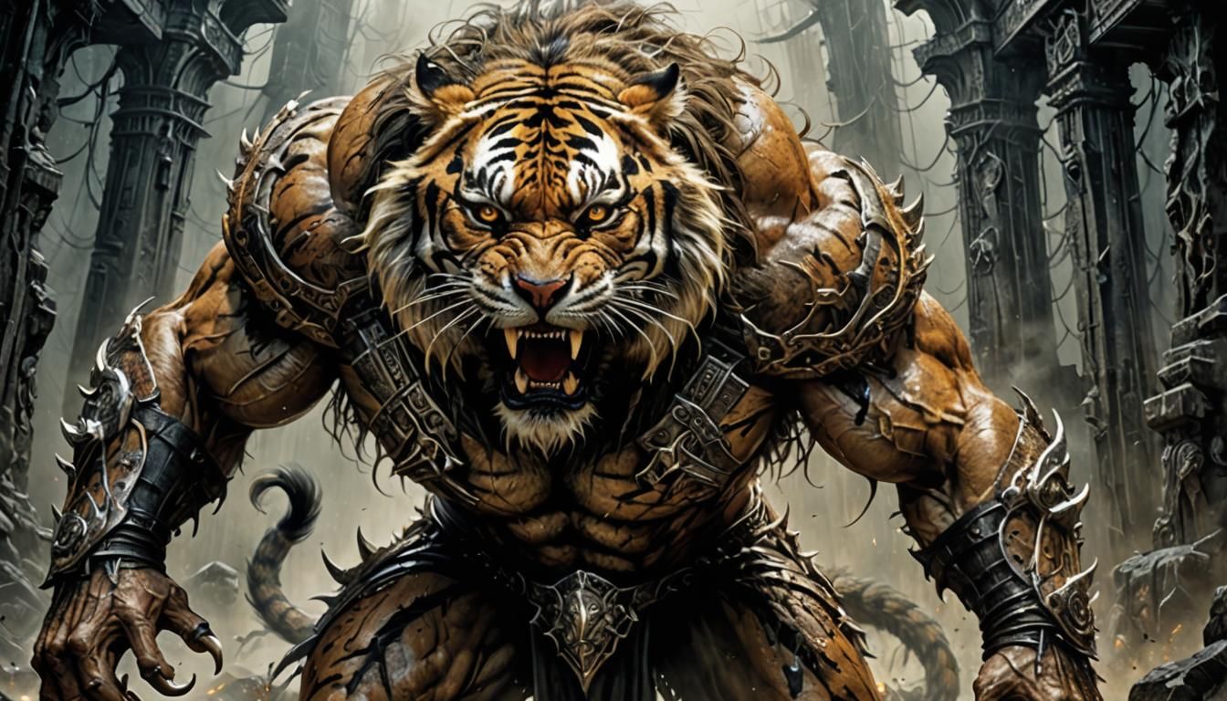 Saber-Toothed Tiger Villain in Hyperrealistic Art Style