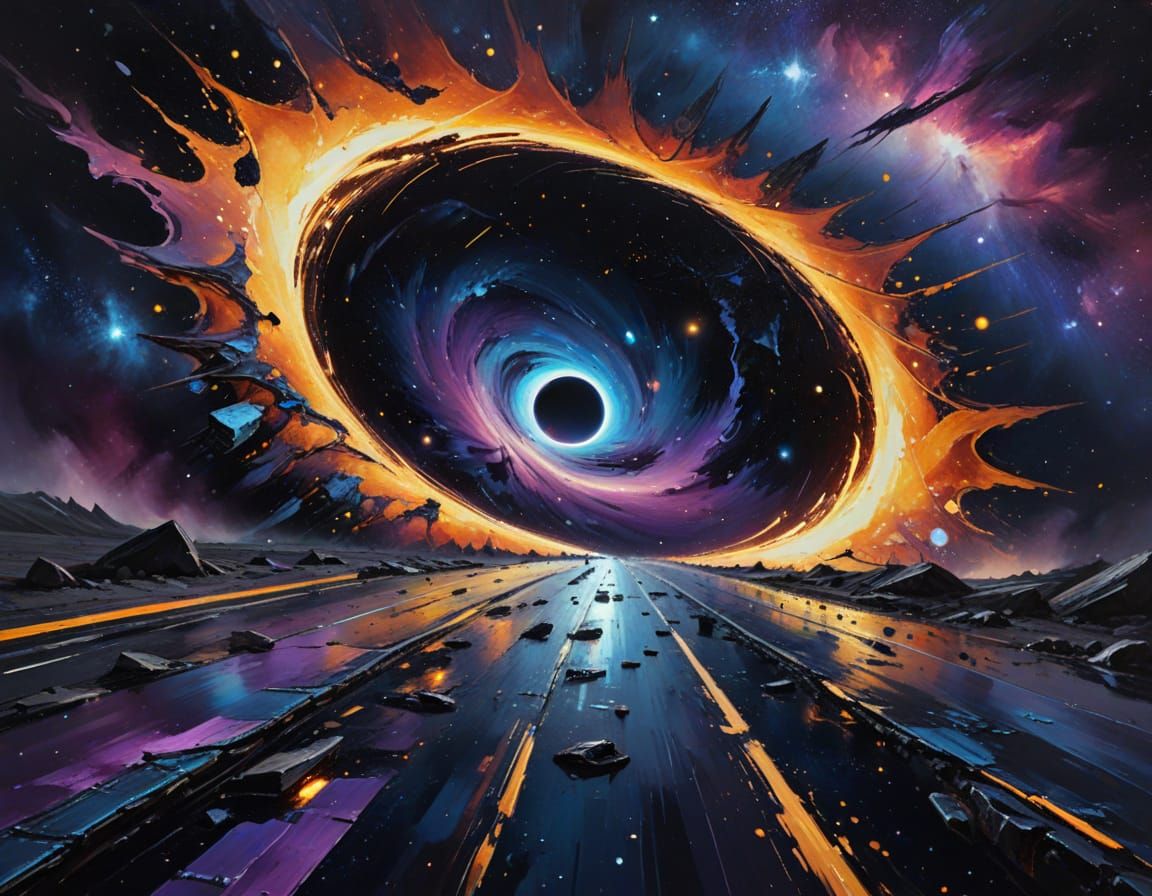 Cosmic Surrealist Road to a Black Hole