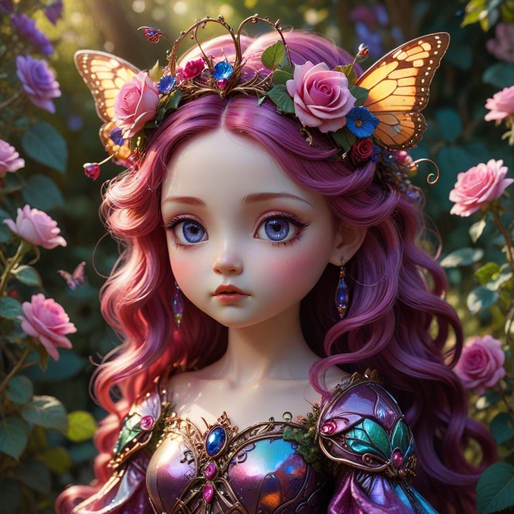 Chibi Queen in Living Crown and Butterfly Gown