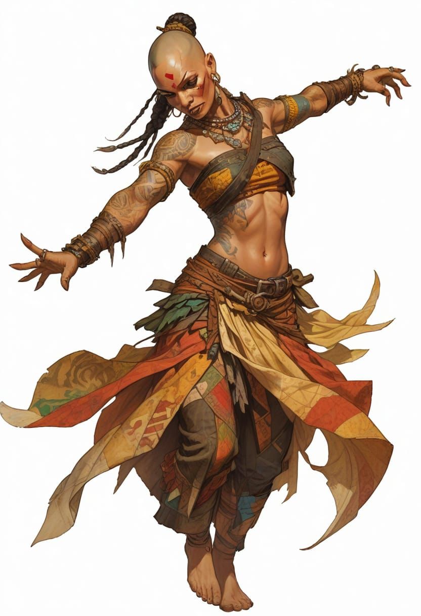 Post-Apocalyptic Polynesian Dancer in Heroic Fantasy Style