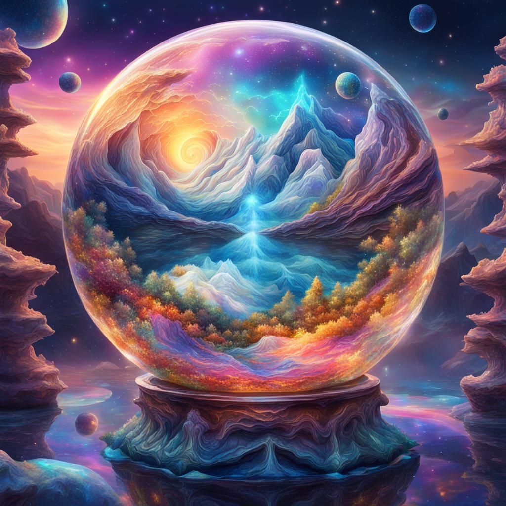 Crystal Ball with Dream Elements: Astral Illustration