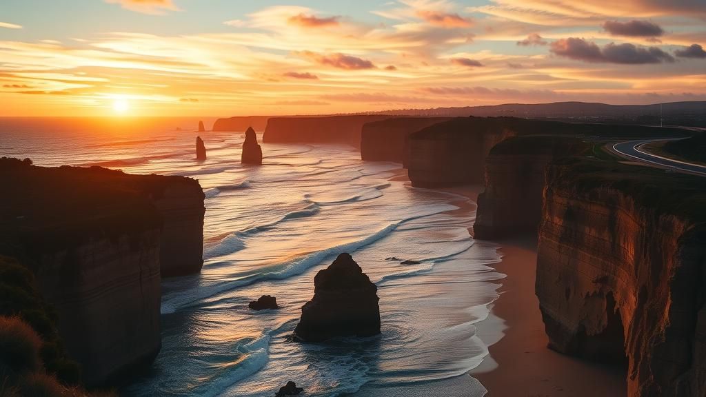 Great Ocean Road Sunset: Cinematic Film Still