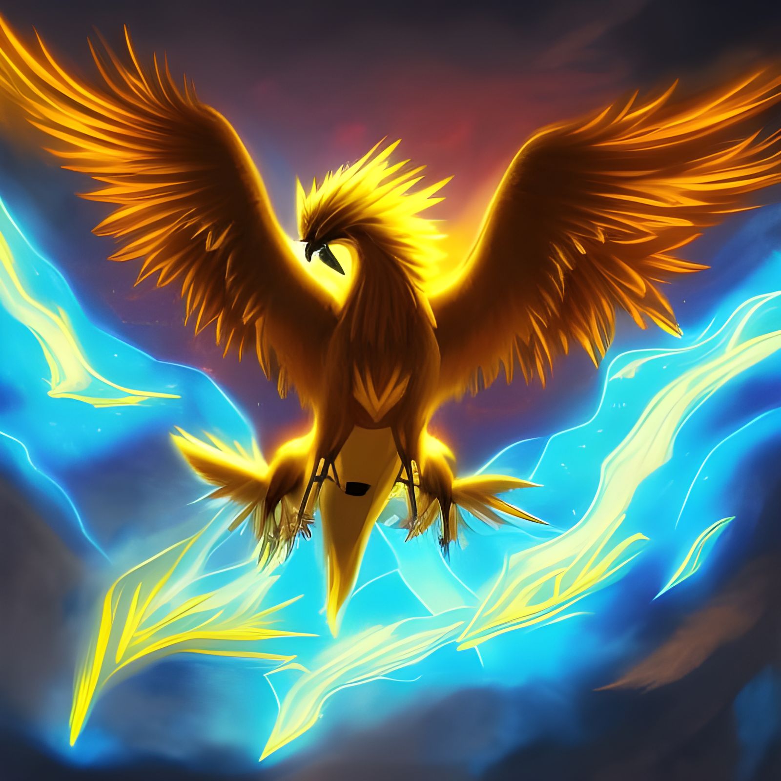 Epic Phoenix in Thunderstorm, Digital Art