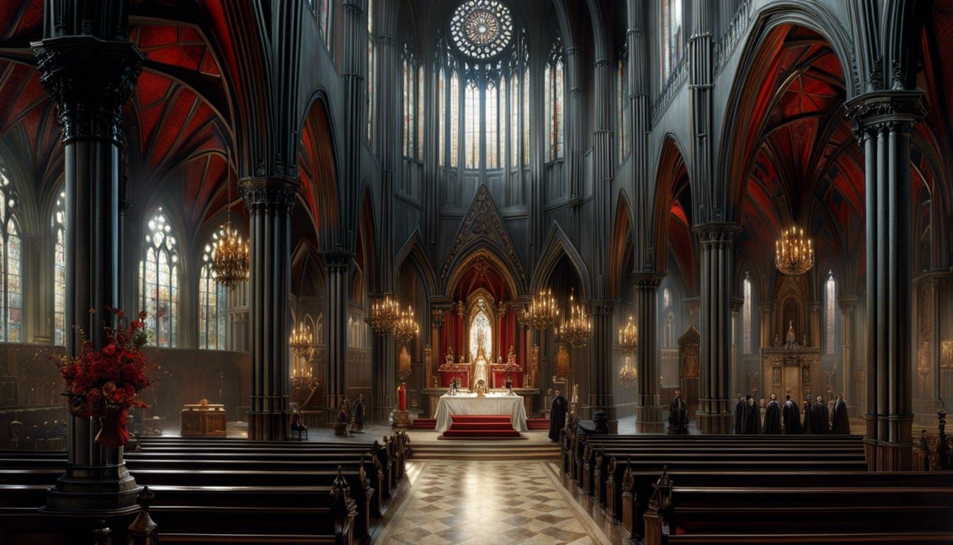 Gothic Church Interior in Sinister Elegant Style