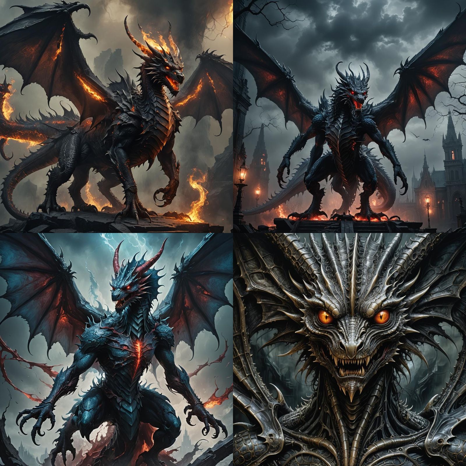 Sinister Wingless Dragon in Dark Fantasy Style