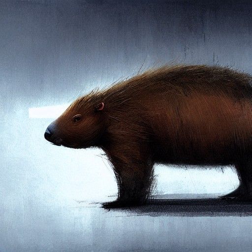 Sinister Capybara Pulling Up: Digital Art