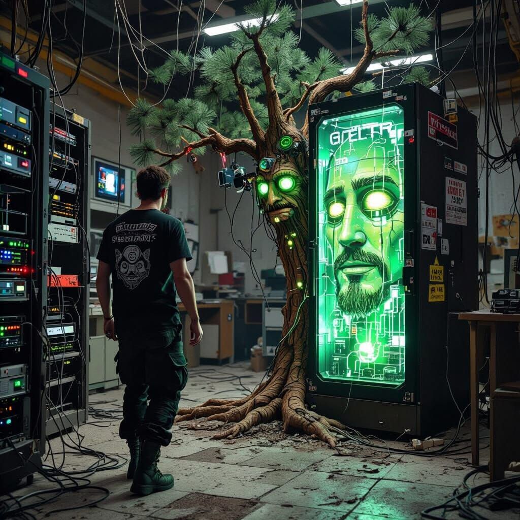 Abandoned Cybernetic Tech Lab: Retro Sci-Fi Scene
