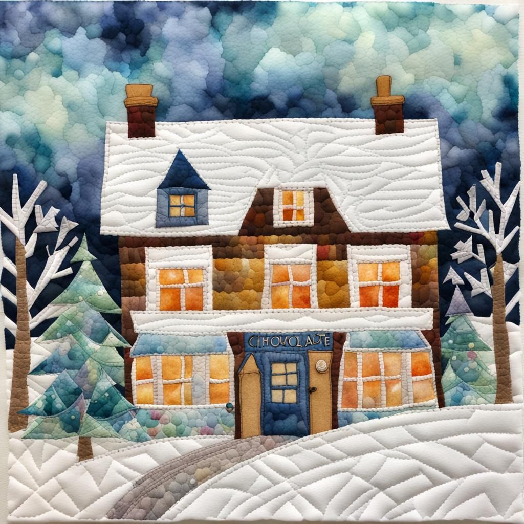 Cozy Winter Quilt Patch in Watercolor Style