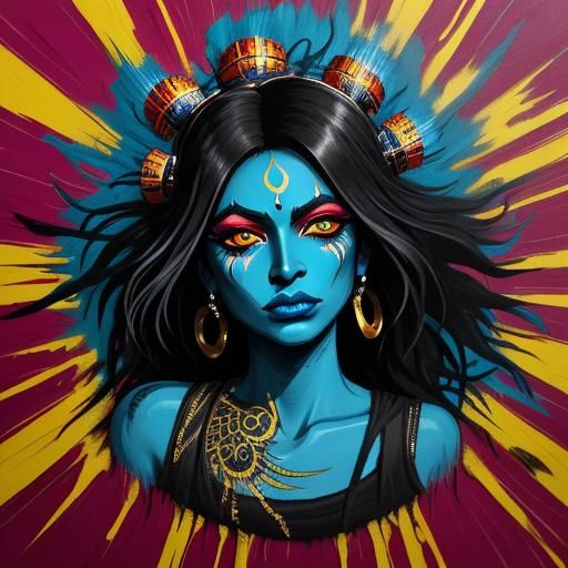 Goddess Kali Street Art in Basquiat Style
