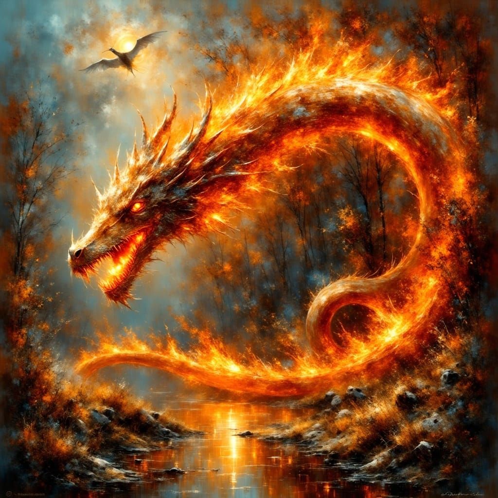 Dragon in Ethereal Flames
