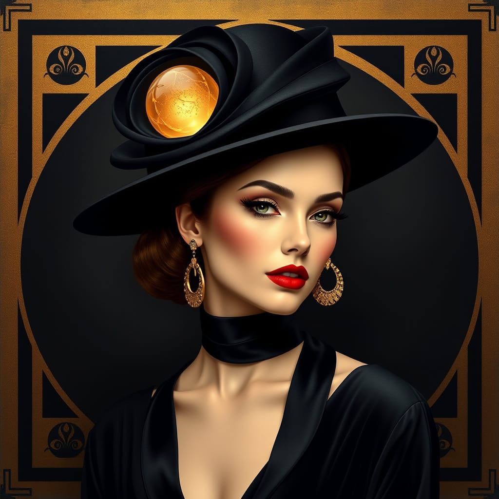 Elegant Woman in Haute Couture with Sculptural Hat