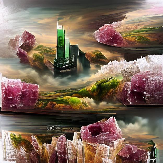 Tower of Tourmaline Crystals in Digital Illustration