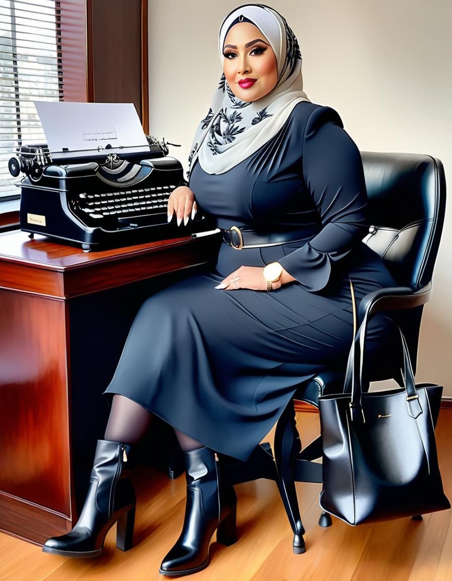 Watercolor Portrait of Woman in 1930s Office