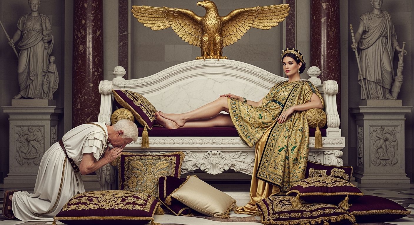 Empress Messalina in Lavish Gold Toga