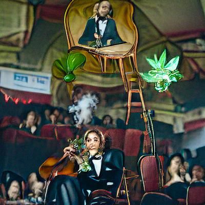Cabaret Man Smoking Cannabis, Maximalist Portrait