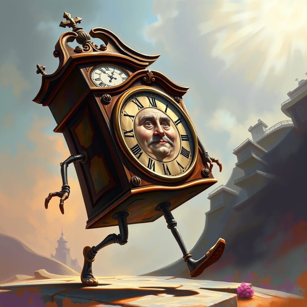 Sentient Grandfather Clock Embarks on an Adventure