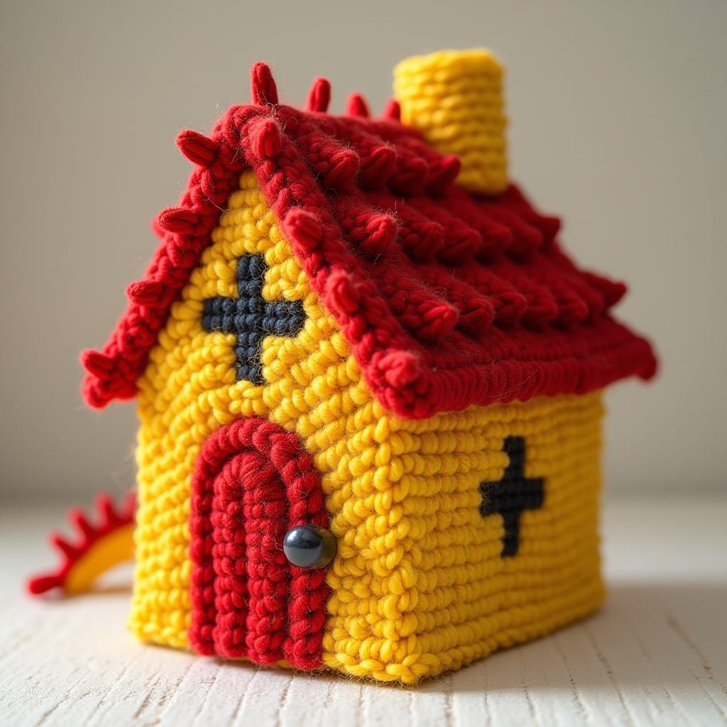 Yarn Dragon House with Crosses