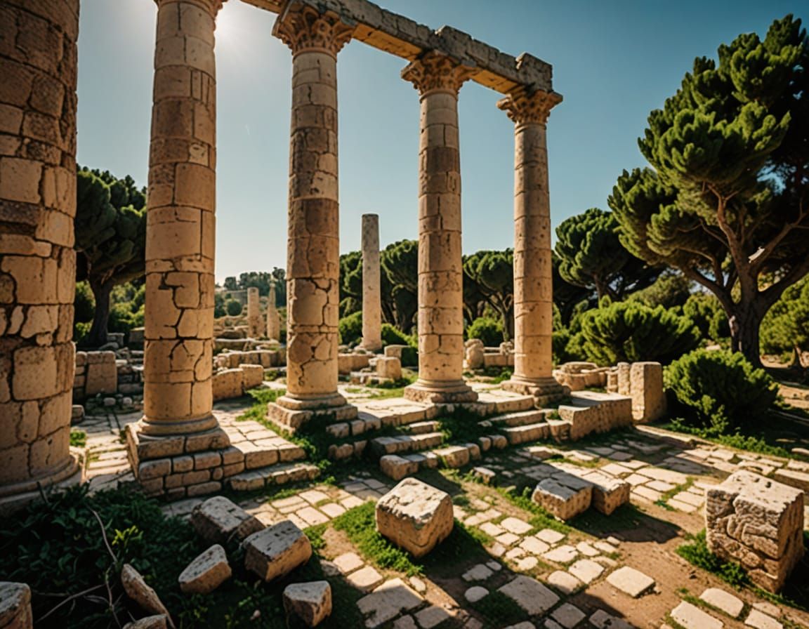 Ancient Carthage Ruins in Earthy Tones