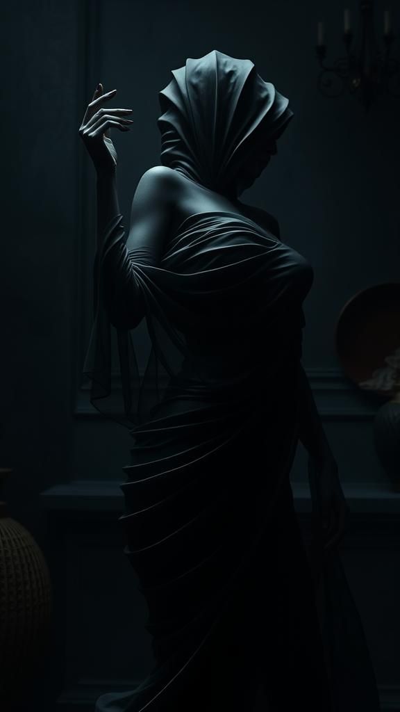 Silk Woman: Dark Ethereal Digital Art