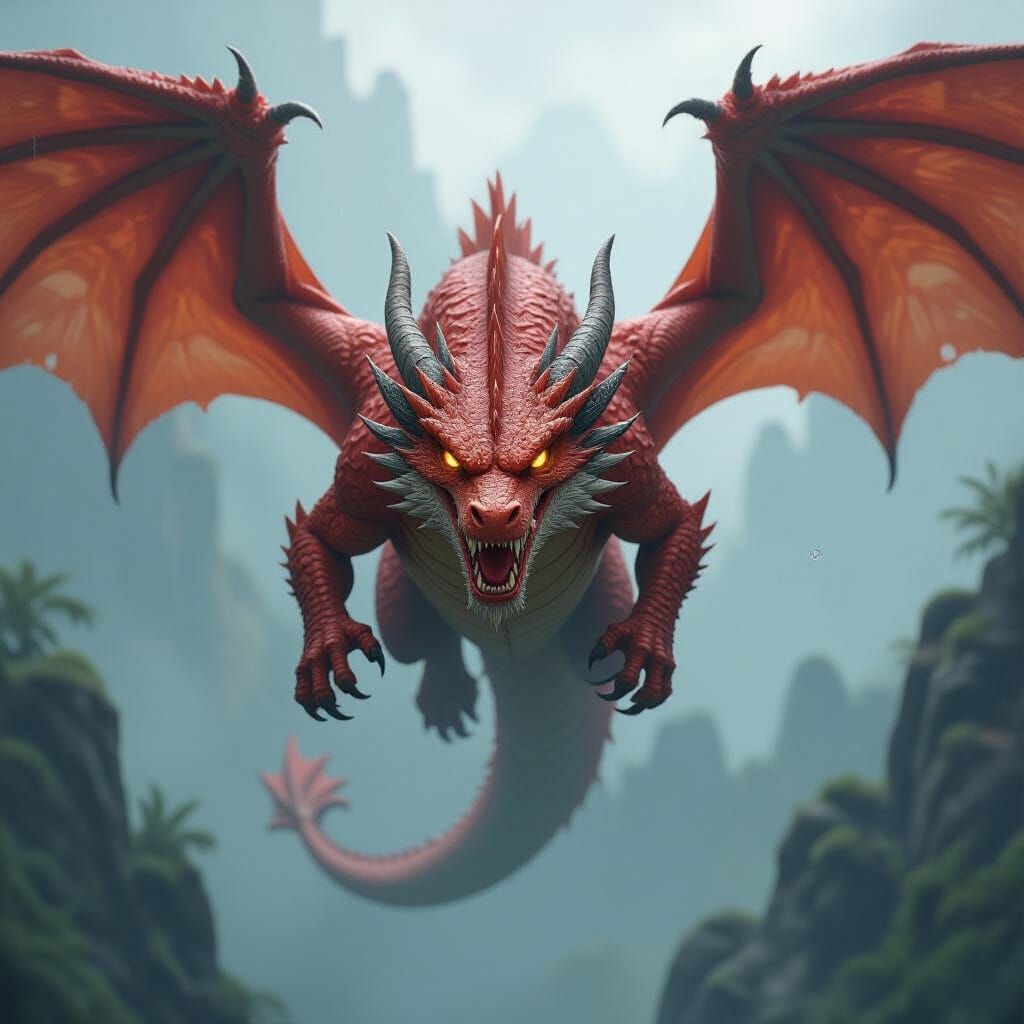 Fierce Water Dragon in Realistic Style