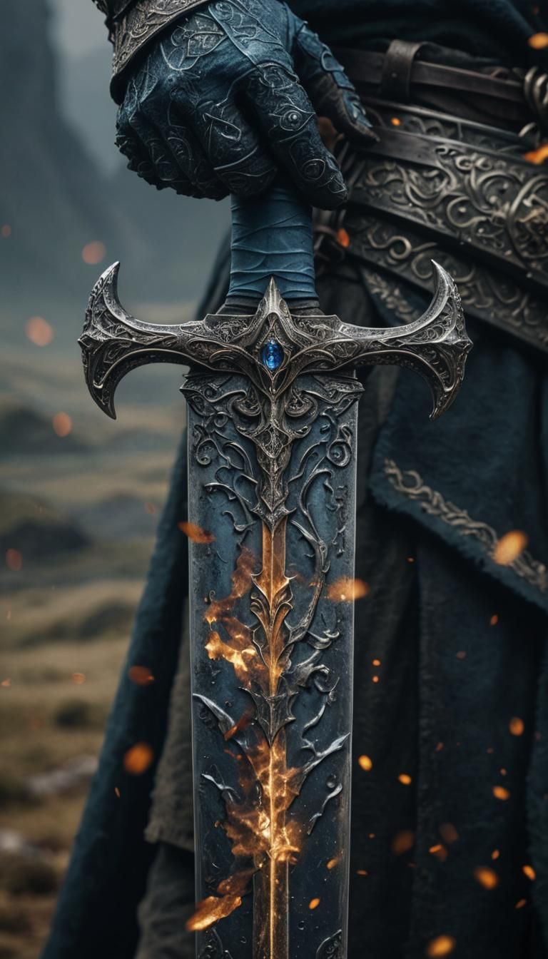 Detailed Sword Portrait in Photorealistic Style
