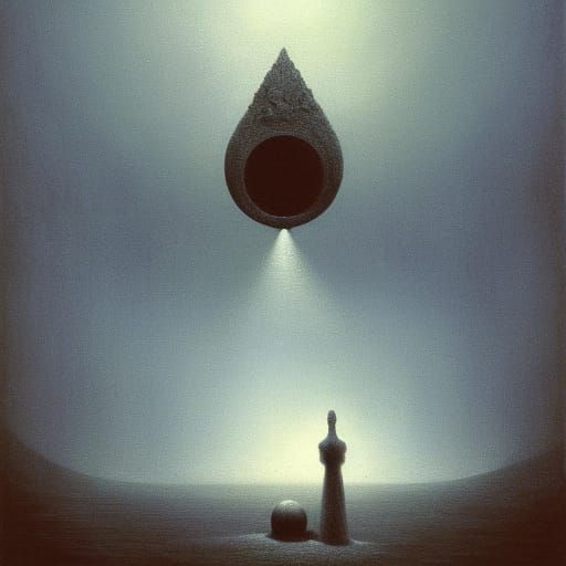 Hourglass in Beksiński-Inspired Surreal Style