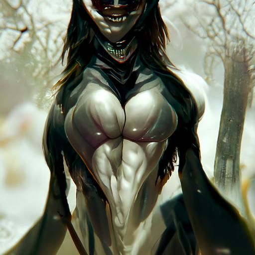 Sinister Cat-Eyed Woman in Park