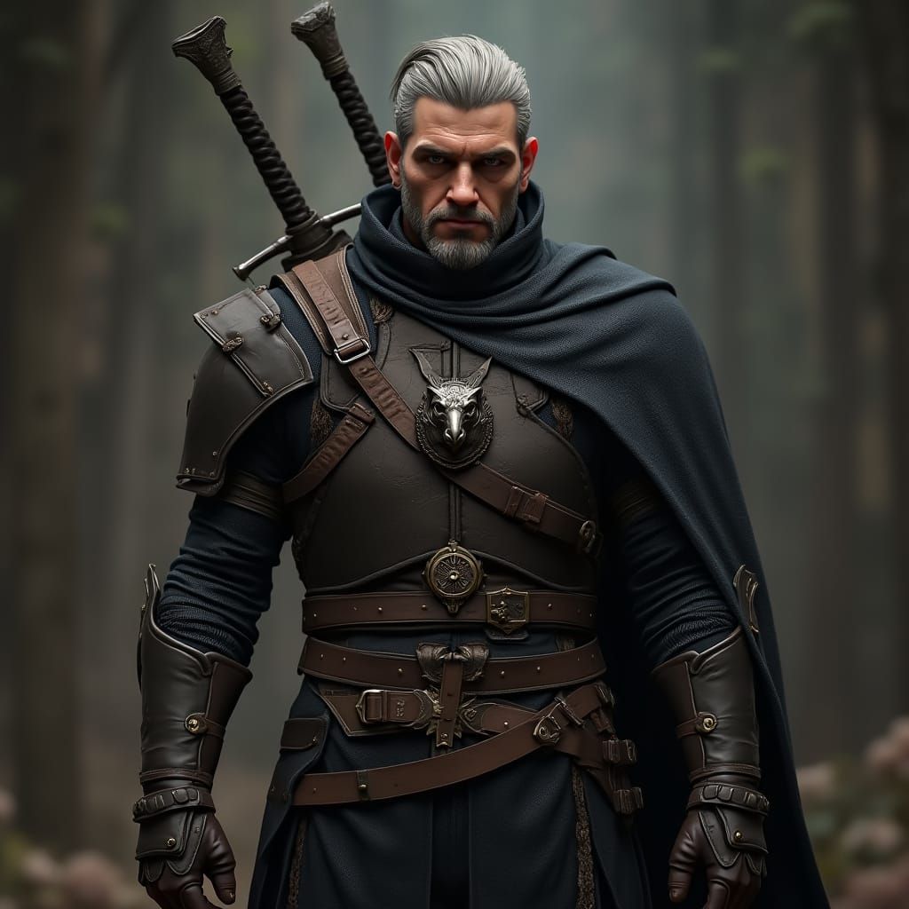 Male Witcher in Dark Fantasy Style