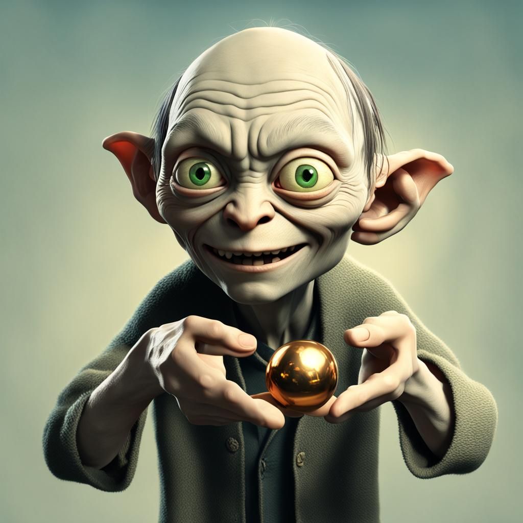 Gollum and the One Ring: Pixar-Style 3D Art