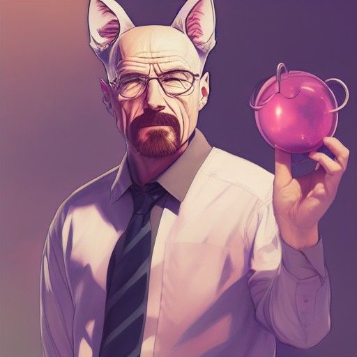 Walter White with Cat Ears in Anime Style