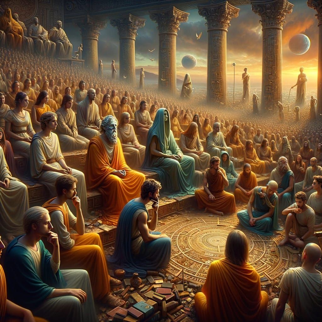 Pythagoras Students Observing Silence in Ancient Greece