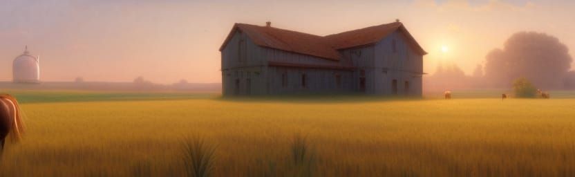 Morning mist at farm