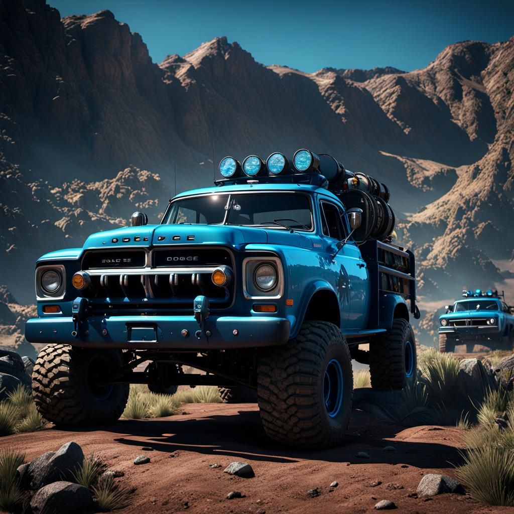 Blue 1978 Dodge Power Wagon Zombie Apocalypse