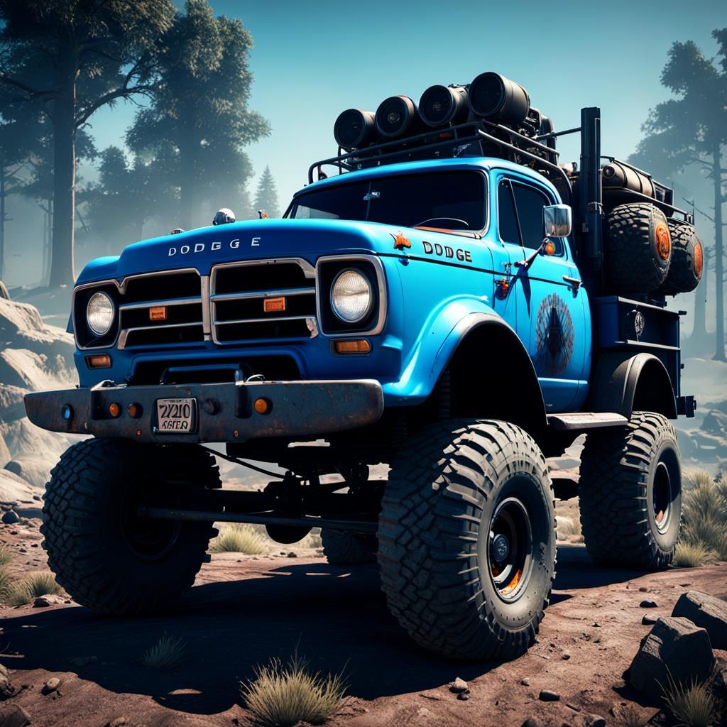 Blue Dodge Power Wagon in Zombie Apocalypse