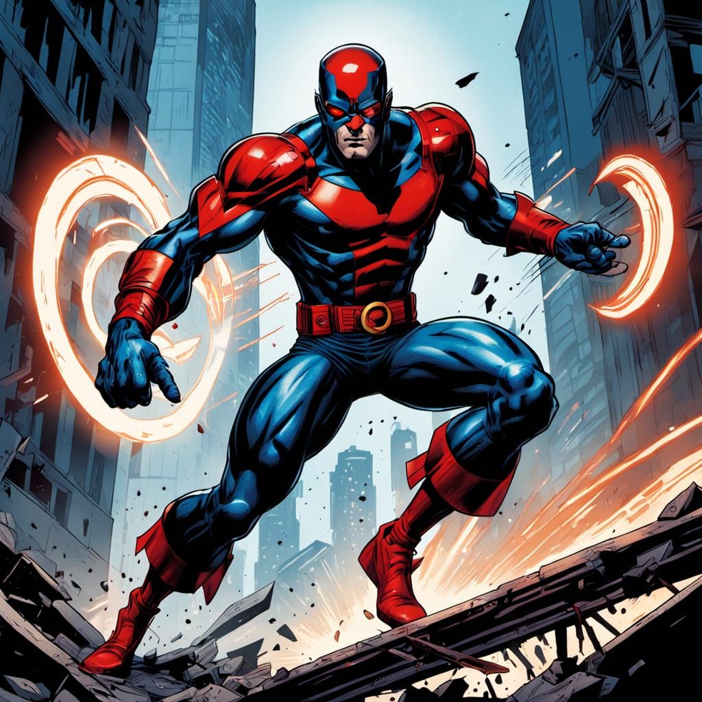 Cyclops Fights Nightcrawler Amidst City Ruins