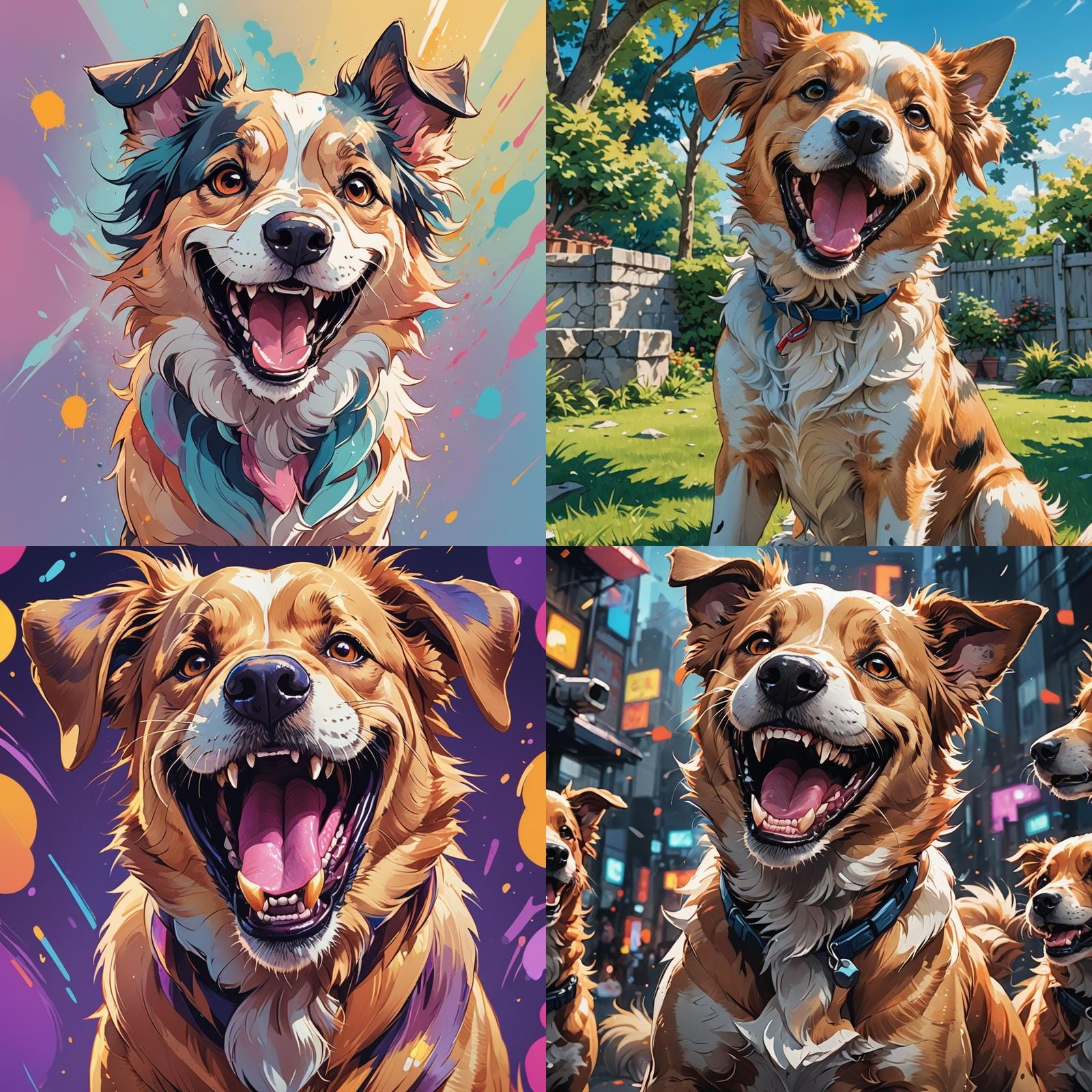 Anime Dog Smile in Cel-Shaded Style