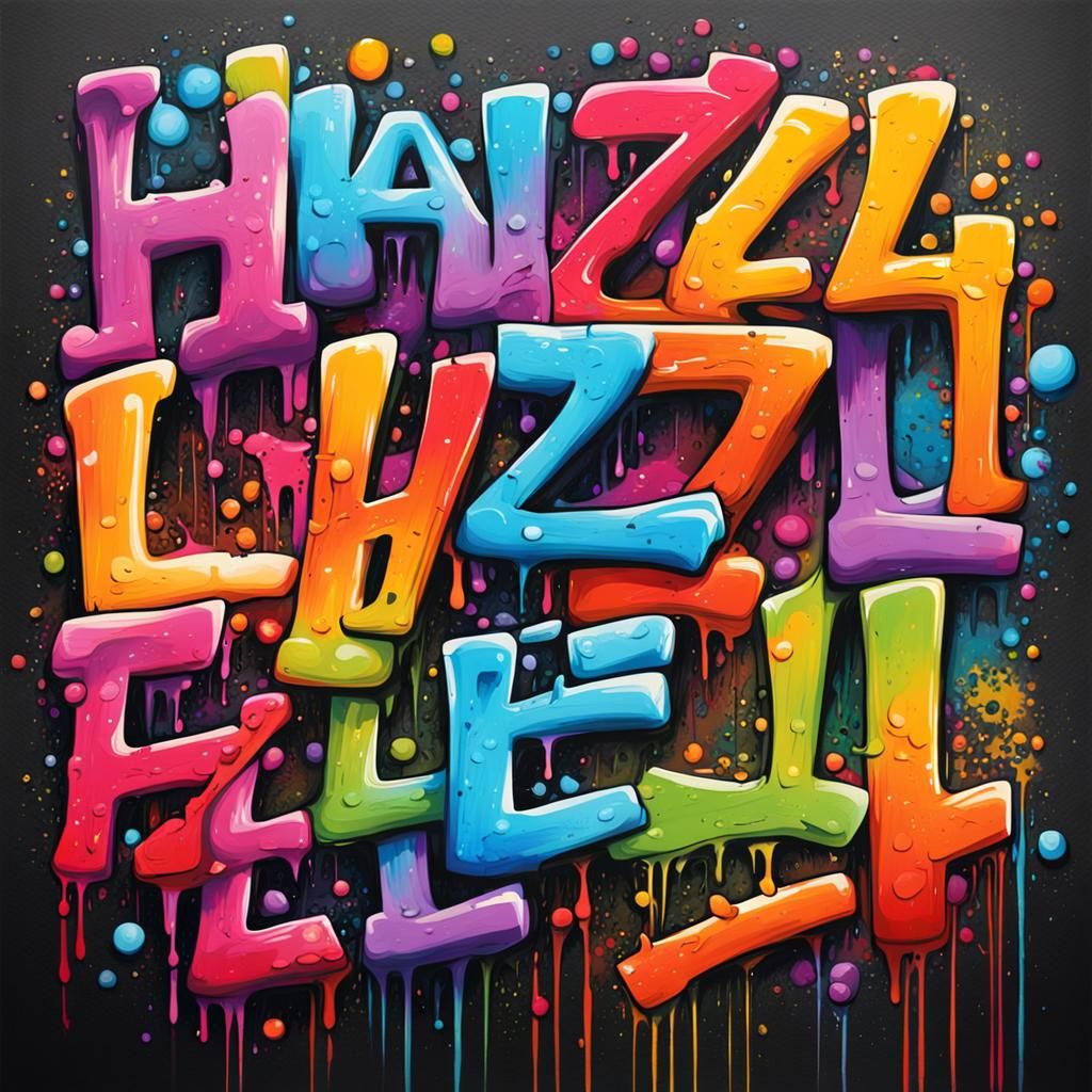 Graffiti Art: Hazel in Polychromatic Splash