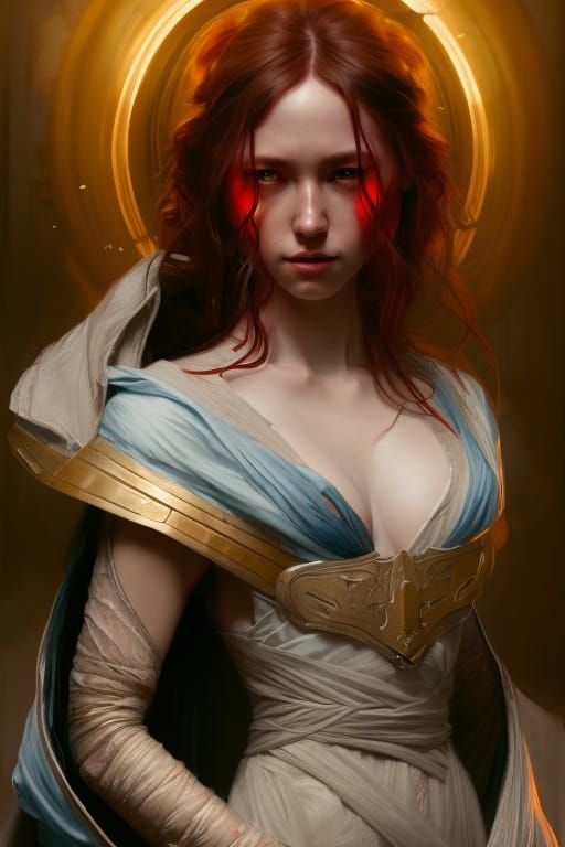 Hyperrealistic Jedi Lady Portrait in Dark Fantasy Style